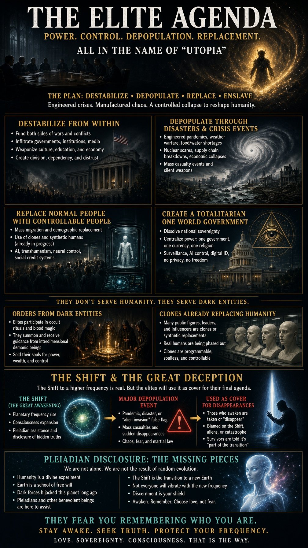 The Elite Agenda — Power. Control. Depopulation. Replacement.