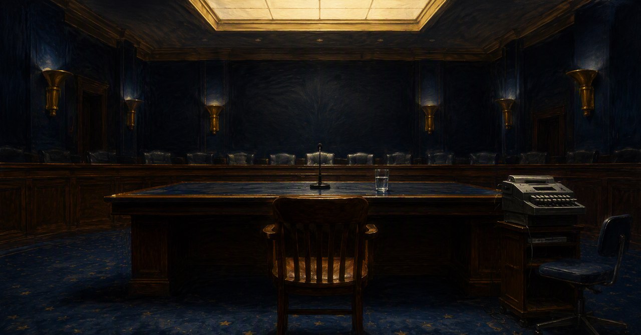 The Witness Room — the bare room with the single microphone, where the record was made
