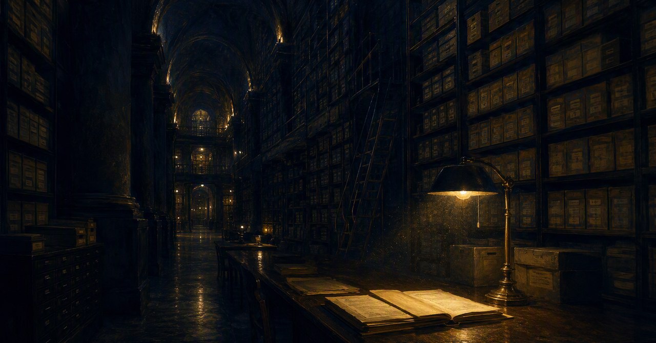 The Deep Stacks — the sub-basement where the plan's documents are said to be kept in acid-free folders