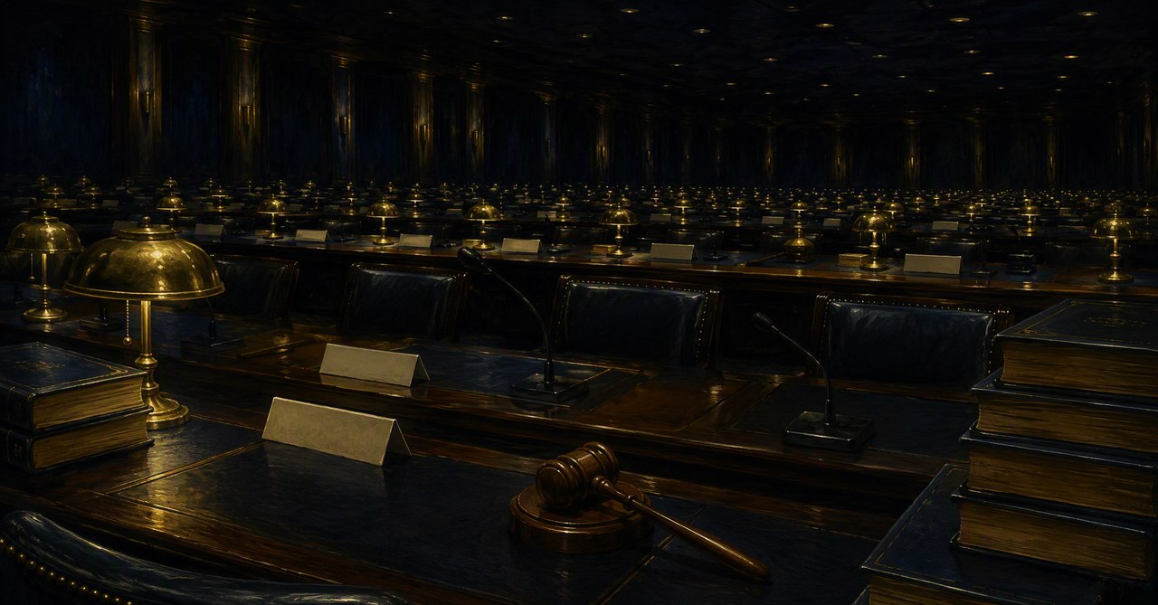 The Standing Committee — the windowless conference floor where the name tents are always face-down
