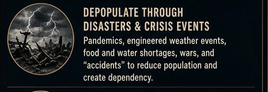 Front Two — Depopulate Through Disasters and Crisis Events